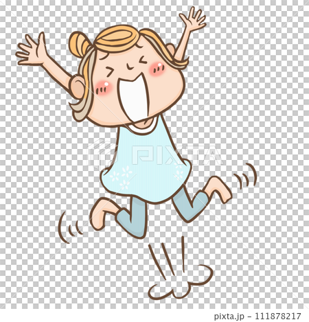 うれしくてジャンプする女の子 111878217