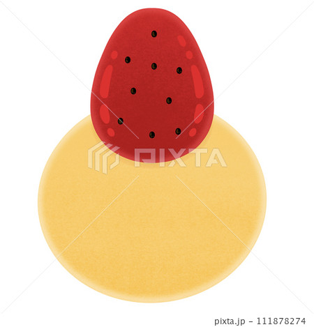Strawberry Daifuku Mochi Cartoon illustration Strawberry Yellow Daifuku Cartoon Strawberry Yellow Mochi Cartoon Japanese Dessert Cartoon 111878274