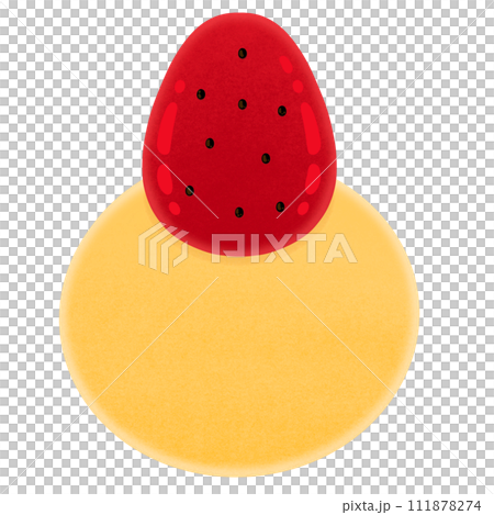 Strawberry Daifuku Mochi Cartoon illustration Strawberry Yellow Daifuku Cartoon Strawberry Yellow Mochi Cartoon Japanese Dessert Cartoon 111878274