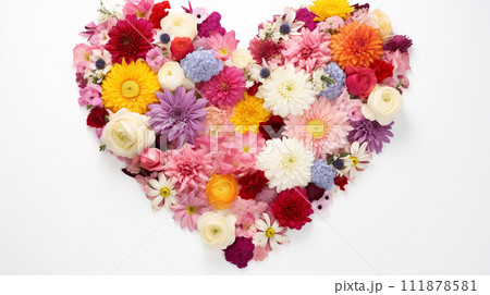 ハートの形に飾られた可愛い花 111878581