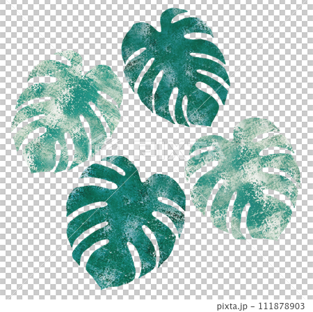 Grunge watercolor monstera 111878903