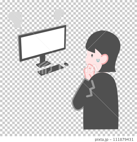 A female office worker who is troubled by a broken PC A female office worker who is troubled by a broken PC 111879431