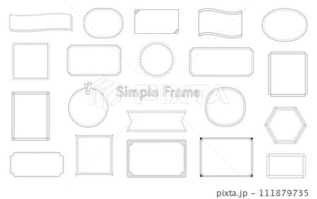 シンプルなフレームのセット　飾り　装飾　枠　デザイン　タイトル　ラベル　見出し　飾り枠　線　背景 111879735