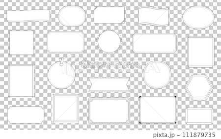 シンプルなフレームのセット　飾り　装飾　枠　デザイン　タイトル　ラベル　見出し　飾り枠　線　背景 111879735