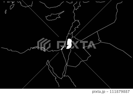 Palestine map Asia black background Palestine map Asia black background 111879887