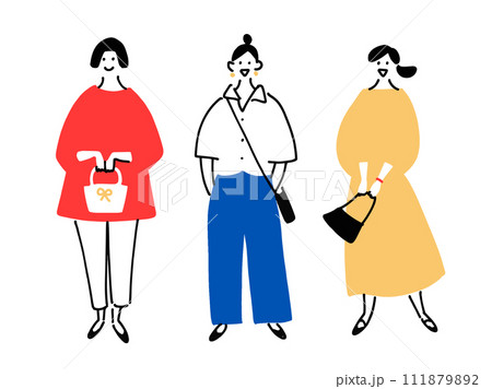 おしゃれな笑顔の女性3人セット おしゃれな笑顔の女性3人セット 111879892