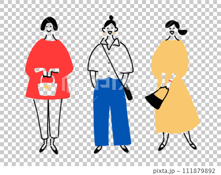 おしゃれな笑顔の女性3人セット おしゃれな笑顔の女性3人セット 111879892