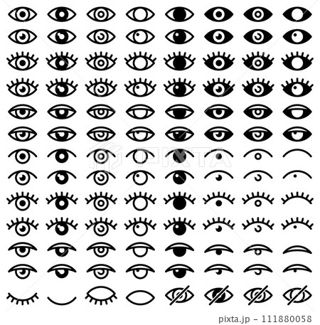 シンプルな目のマークのベクターイラストセット シンプルな目のマークのベクターイラストセット 111880058