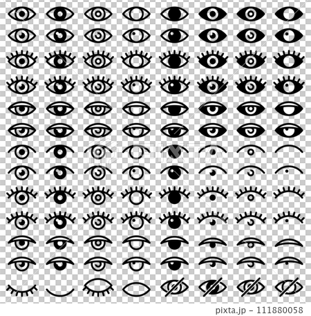 シンプルな目のマークのベクターイラストセット シンプルな目のマークのベクターイラストセット 111880058