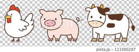 肉的圖像（雞肉、豬肉、牛肉） 111880297