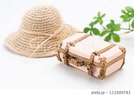 旅行鞄のトランクと麦わら帽子 旅行鞄のトランクと麦わら帽子 111880781