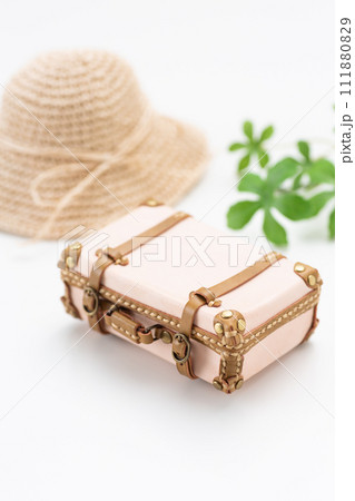 旅行鞄のトランクと麦わら帽子 旅行鞄のトランクと麦わら帽子 111880829