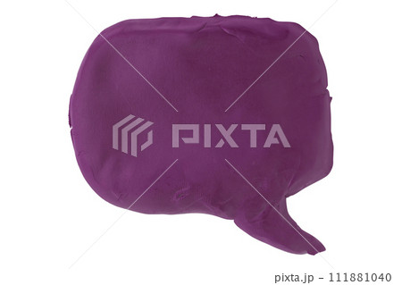 Dark purple speech bubble plasticine isolated on white background. Dark purple speech bubble plasticine isolated on white background. 111881040