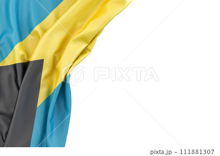 Flag of Bahamas in the corner on white background. Isolated. 3D Rendering 111881307