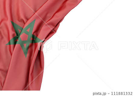 Flag of Morocco in the corner on white background. 3D Rendering Flag of Morocco in the corner on white background. 3D Rendering 111881332