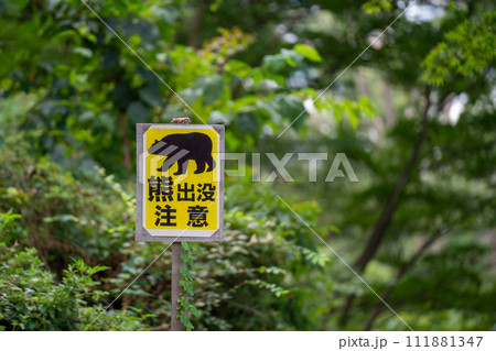 秋田県横手城址の熊出没注意 111881347