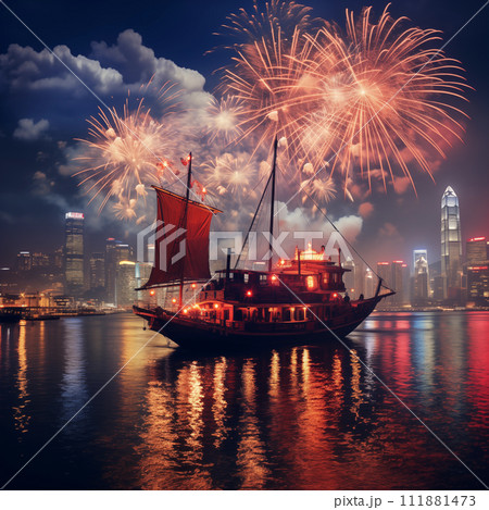 Chinese newyear fireworks in Hong Kong Chinese newyear fireworks in Hong Kong 111881473