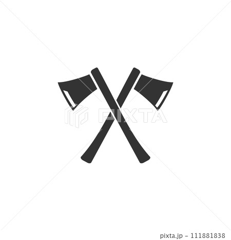 Lumberjack axes crossed icon flatのイラスト素材 [111881838] - PIXTA