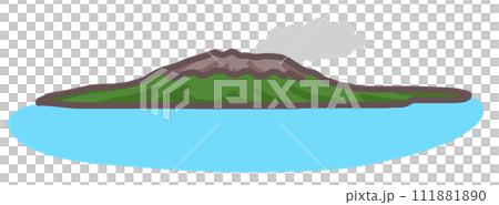 櫻島和冒煙的大海（附輪廓） 111881890