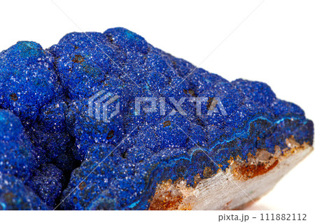 Macro stone mineral Azurite on a white background Macro stone mineral Azurite on a white background 111882112