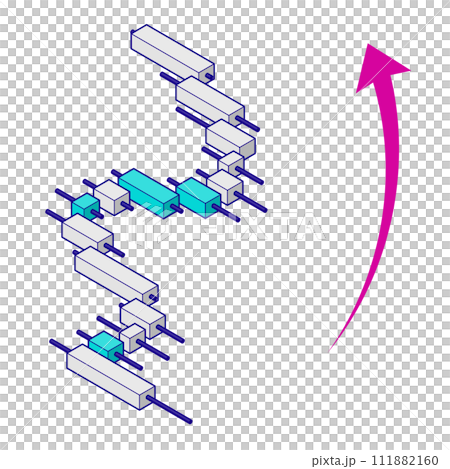 上升圖表的等距插圖。頂方法2，有主線。 111882160
