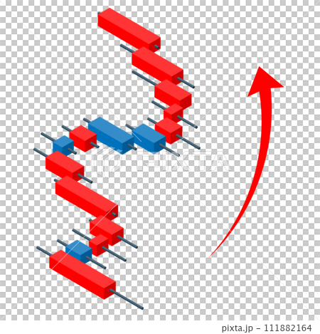 Isometric illustration of a chart with rising prices. Top surface 2 method, no main line. Isometric illustration of a chart with rising prices. Top surface 2 method, no main line. 111882164