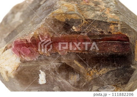Macro tourmaline mineral stone on white background 111882206