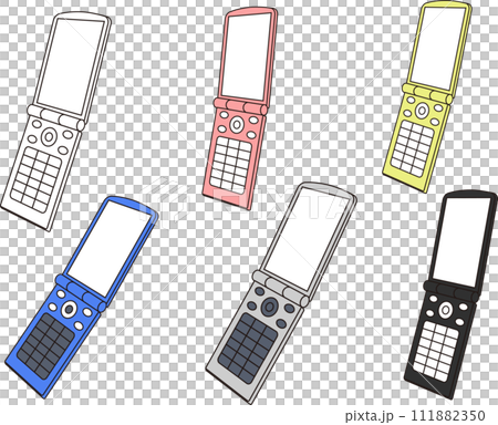 ガラケー色別イラストセット ガラケー色別イラストセット 111882350