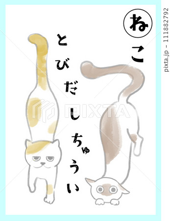 ねこのとびだし注意 張り紙　脱走防止 111882792