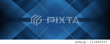 Dark blue abstract modern background with glowing stripes. Futuristic technology concept design for banner, backdrop, wallpaper, cover, presentation background. 111882931