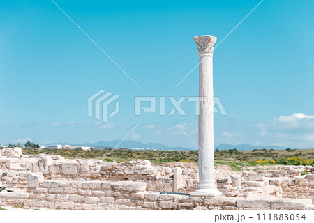 Antique column at Kourion archaeological site. Limassol District, Cyprus 111883054