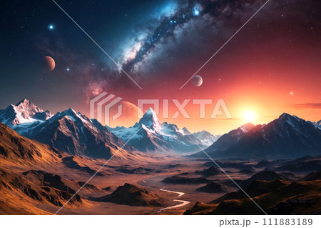 Landscape of a mysterious alien planet 111883189