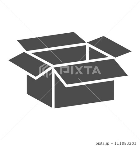開いた段ボールのベクターアイコンイラスト素材 111883203