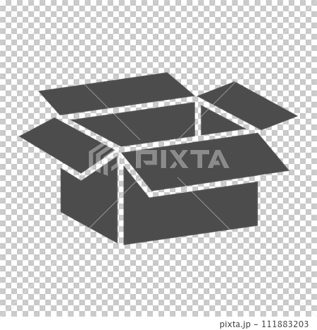 開いた段ボールのベクターアイコンイラスト素材 111883203