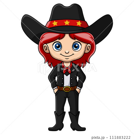 Cute cowgirl cartoon on white background 111883222