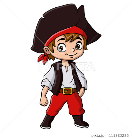 Cute pirate boy cartoon on white background 111883226