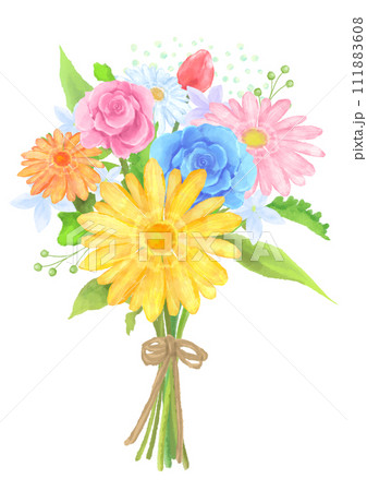 花束の絵 かわいい花束の水彩イラストのイラスト素材 [111883608] - PIXTA