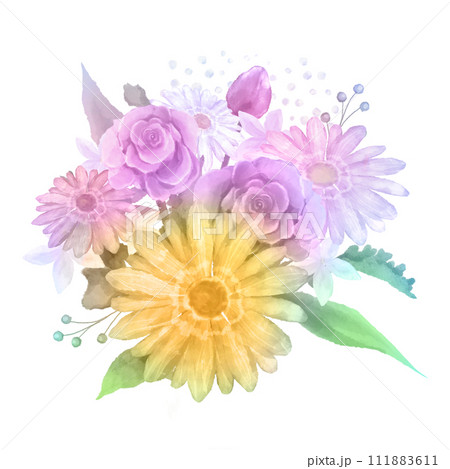 綺麗な水彩の花束　イラスト素材 111883611