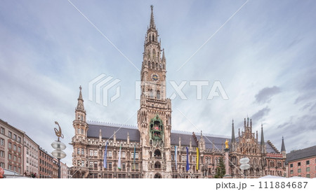 Marienplazt Old Town Square with the New Town Hall timelapse hyperlapse. Bavaria, Germany Marienplazt Old Town Square with the New Town Hall timelapse hyperlapse. Bavaria, Germany 111884687