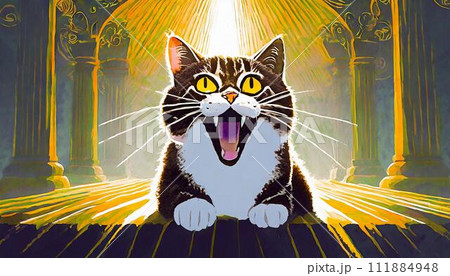 面白い顔の猫（AI生成素材） 111884948