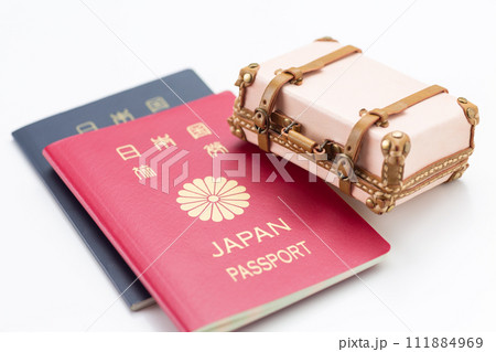 旅行鞄のトランクケースとパスポート 旅行鞄のトランクケースとパスポート 111884969