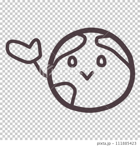 An illustration of a cutely deformed Earth character raising one hand to show something. An illustration of a cutely deformed Earth character raising one hand to show something. 111885423