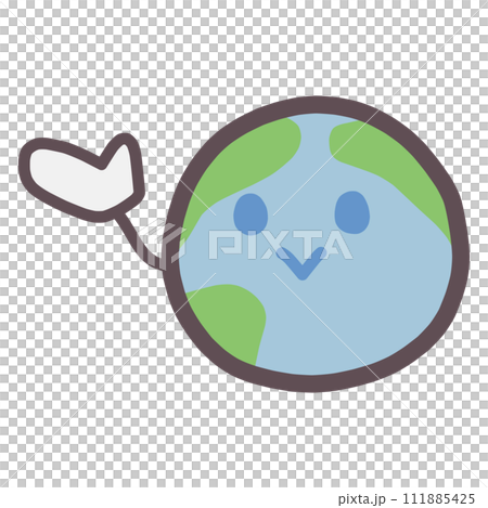 An illustration of a cutely deformed Earth character raising one hand to show something. An illustration of a cutely deformed Earth character raising one hand to show something. 111885425