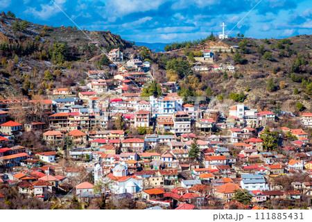 Famous picturesque mountain village of Pedoulas. Nicosia District Famous picturesque mountain village of Pedoulas. Nicosia District 111885431