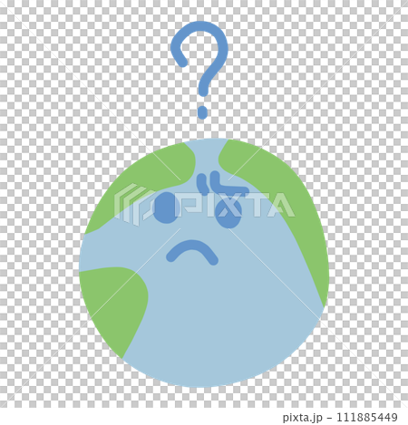 An illustration of a cutely deformed Earth character asking questions. An illustration of a cutely deformed Earth character asking questions. 111885449
