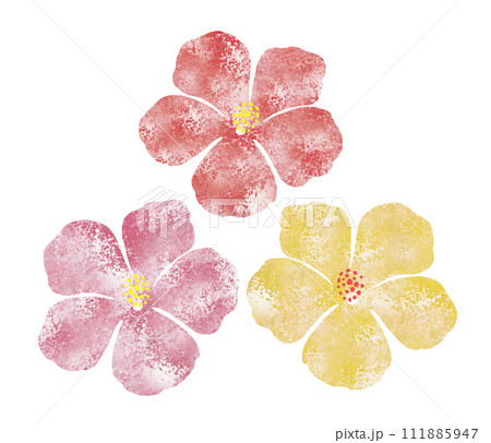 グランジ水彩のハイビスカス グランジ水彩のハイビスカス 111885947