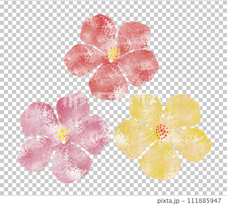 グランジ水彩のハイビスカス グランジ水彩のハイビスカス 111885947