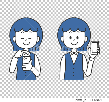 Looking at smartphone Woman with smartphone Office clothes 111887102