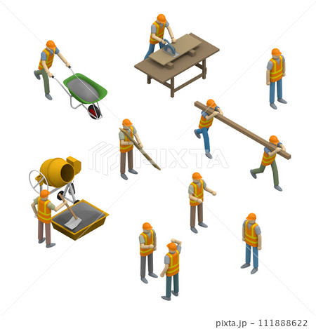 労働者たちの日常。 安全と効率を重視した建設現場での作業 111888622