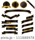 黒と金のリボンと装飾セット 111888978